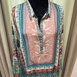 Johnny Was Multi Colored Boho Top  XL